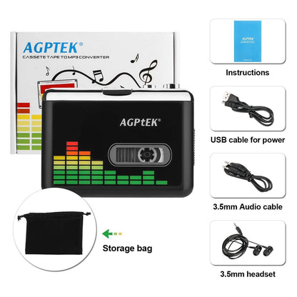 Portable Cassette Audio Music Player Tape-To-MP3 Converter Cassette Recorder
