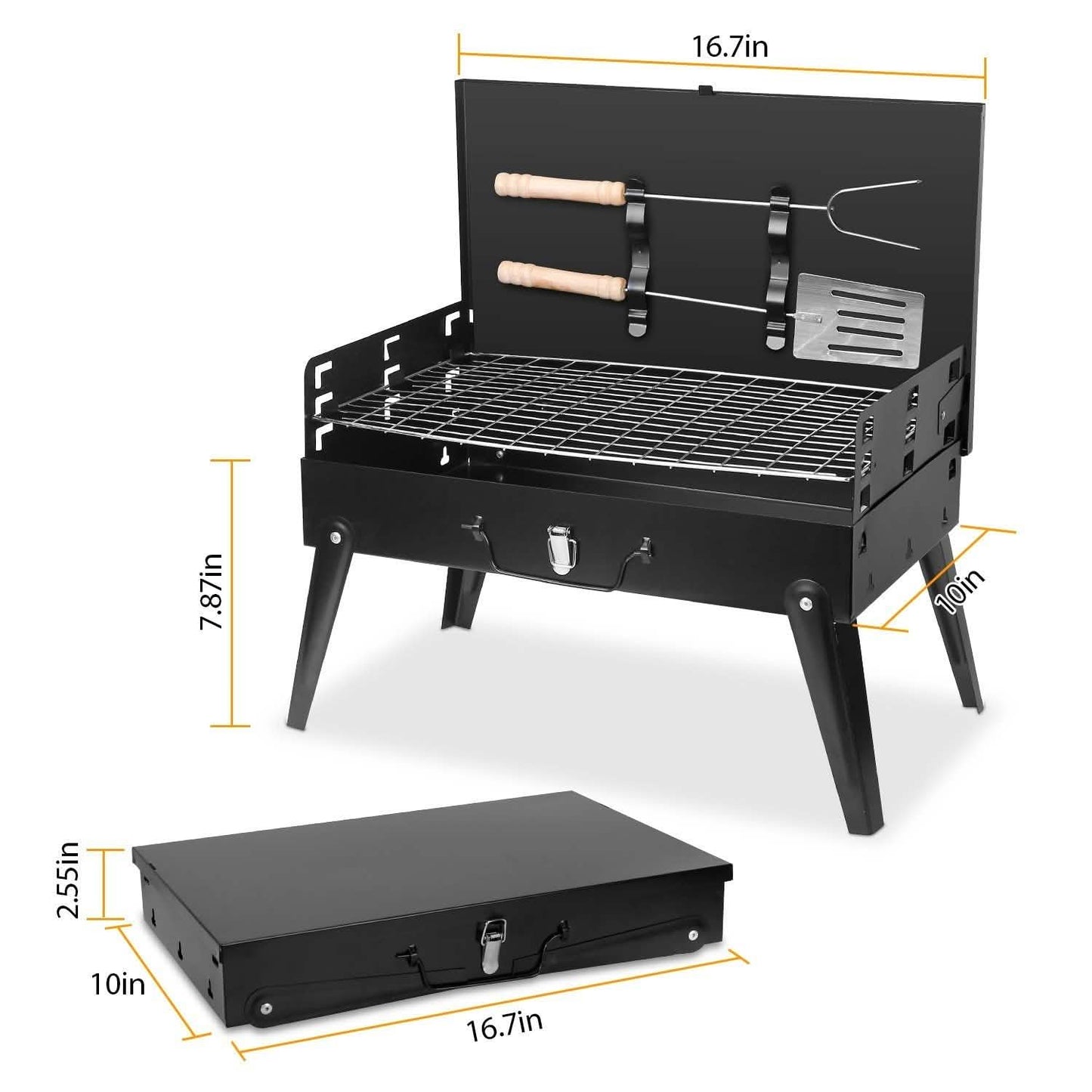 Portable Charcoal Grill Foldable BBQ Suitcase