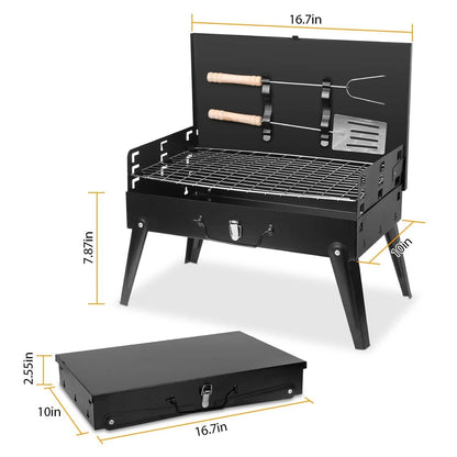 Portable Charcoal Grill Foldable BBQ Suitcase
