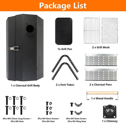 Portable Charcoal Two Sides Folding BBQ Grill