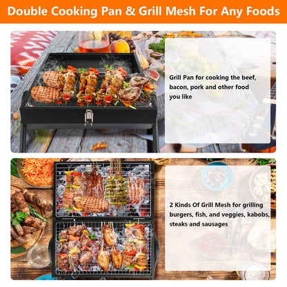 Portable Charcoal Two Sides Folding BBQ Grill