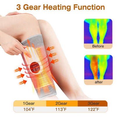 Portable Cordless Rechargeable Air Leg Compression Massage Adjustable Wrap with 3 Modes Intensities Heating Function