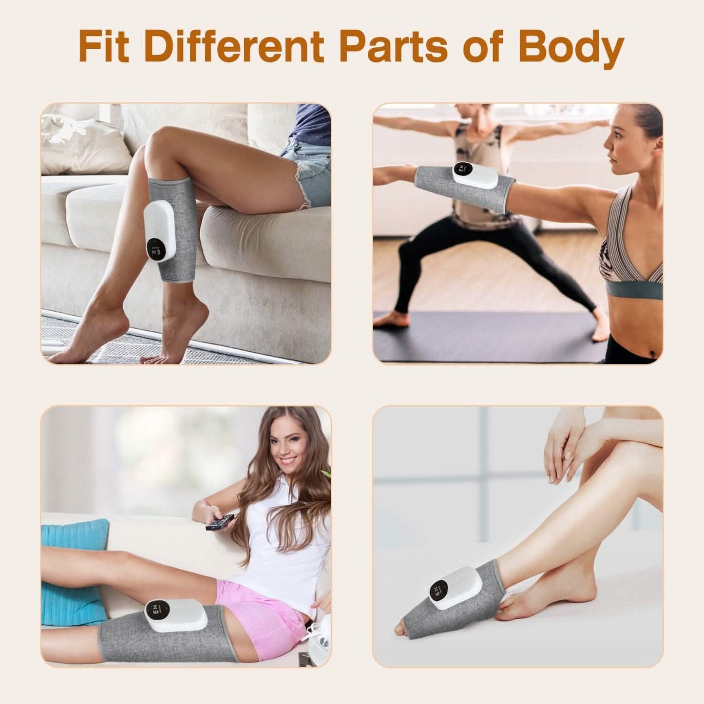 Portable Cordless Rechargeable Air Leg Compression Massage Adjustable Wrap with 3 Modes Intensities Heating Function