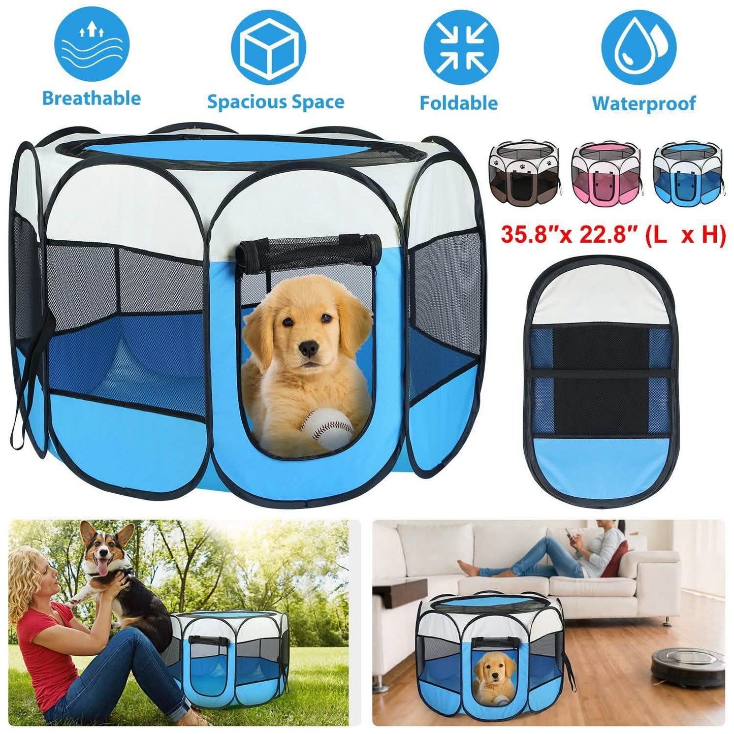 Portable Foldable Pet Playpen For Dogs Cats Other Pets