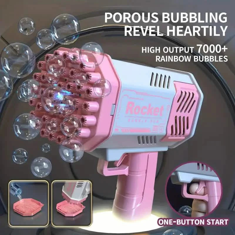 Portable Handheld Automatic Electric 40 Holes Rocket Launcher Bubble Gun with LED Light