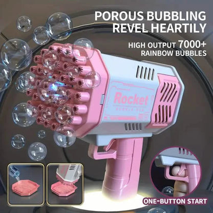 Portable Handheld Automatic Electric 40 Holes Rocket Launcher Bubble Gun with LED Light