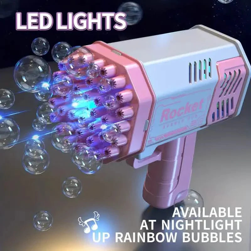 Portable Handheld Automatic Electric 40 Holes Rocket Launcher Bubble Gun with LED Light