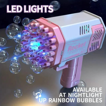 Portable Handheld Automatic Electric 40 Holes Rocket Launcher Bubble Gun with LED Light