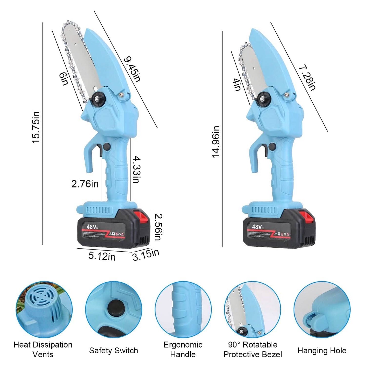 Portable Handheld Cordless Small Chain Saw Battery Powered