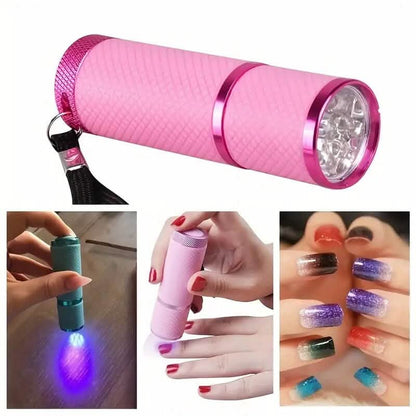 Portable Mini Flashlight Nail Lamp with 9 Lamp Beads