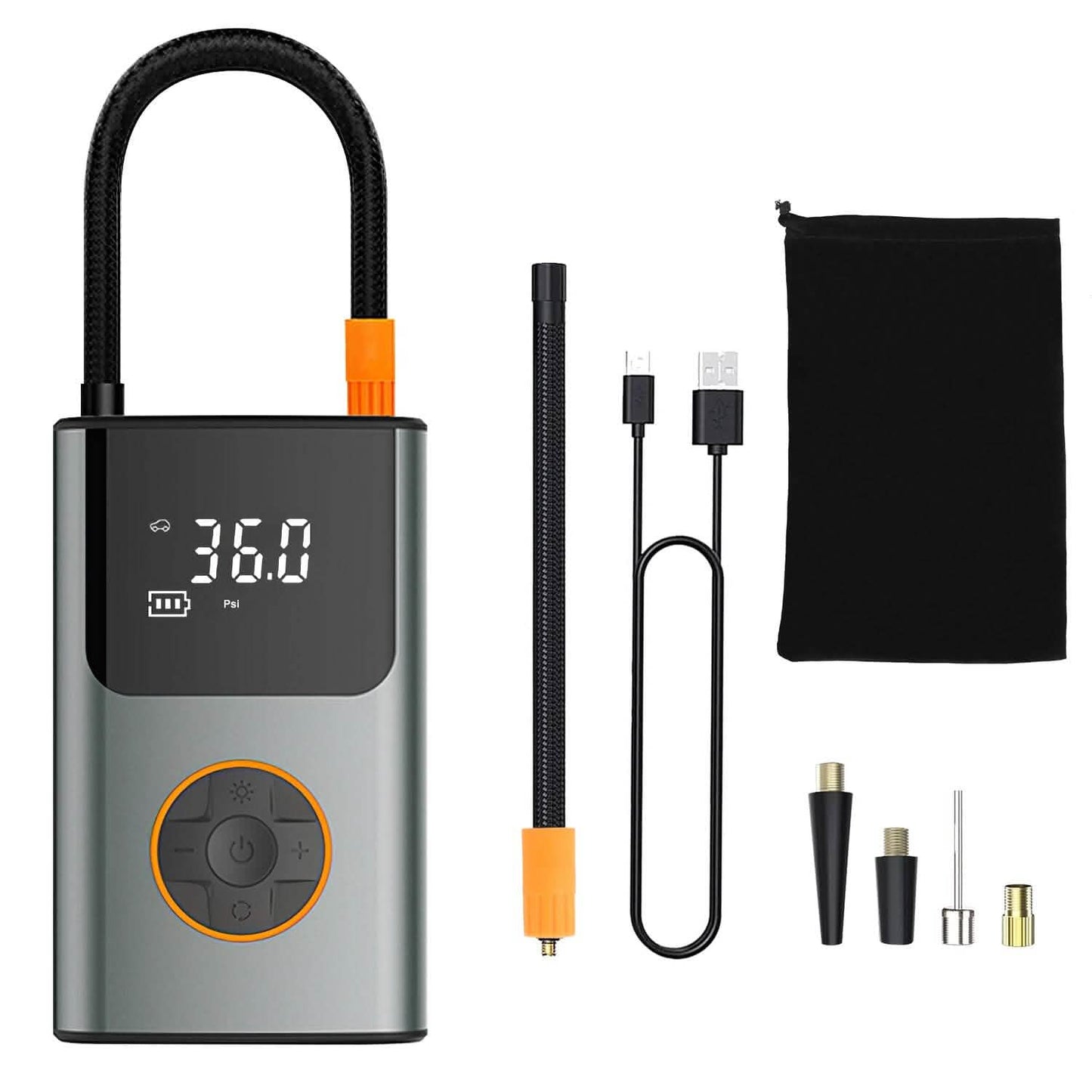 Portable Mini Tire Inflator with Digital Display LED Light