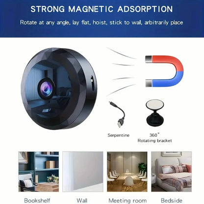 Portable Mini Wireless WiFi Camera, Indoor/Outdoor Surveillance Security Hidden Nanny Cam with Night Vision