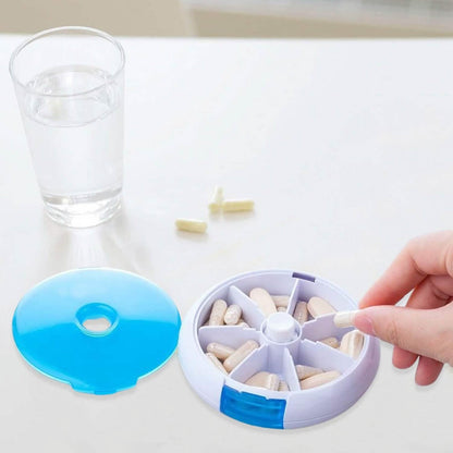 Portable Push Button Rotating Round Case Once A Day Daily Medicine Organizer