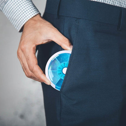Portable Push Button Rotating Round Case Once A Day Daily Medicine Organizer