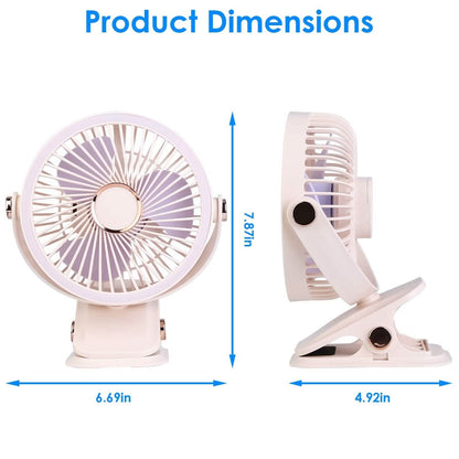 Portable Quiet Rechargeable Clip-On Fan