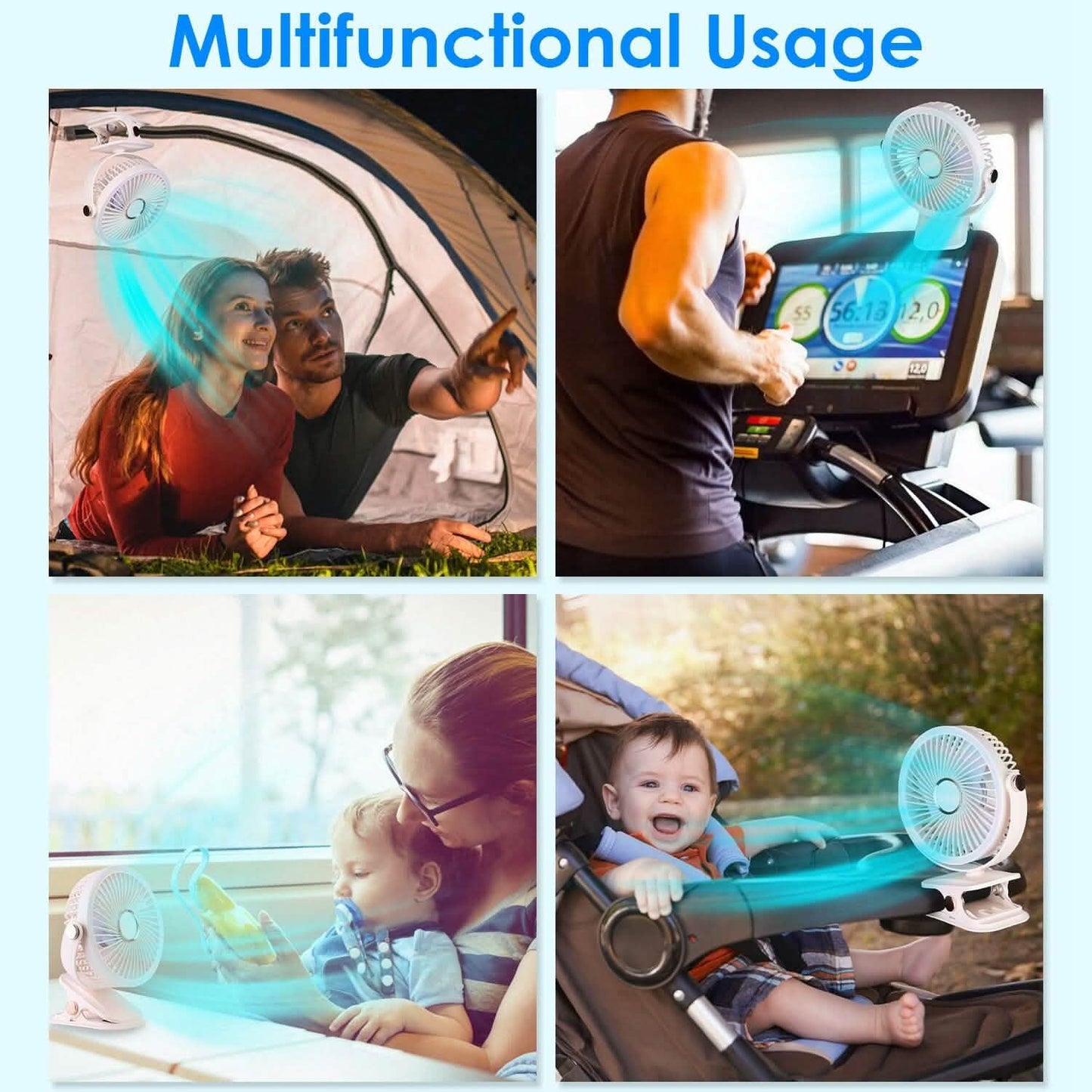 Portable Quiet Rechargeable Clip-On Fan