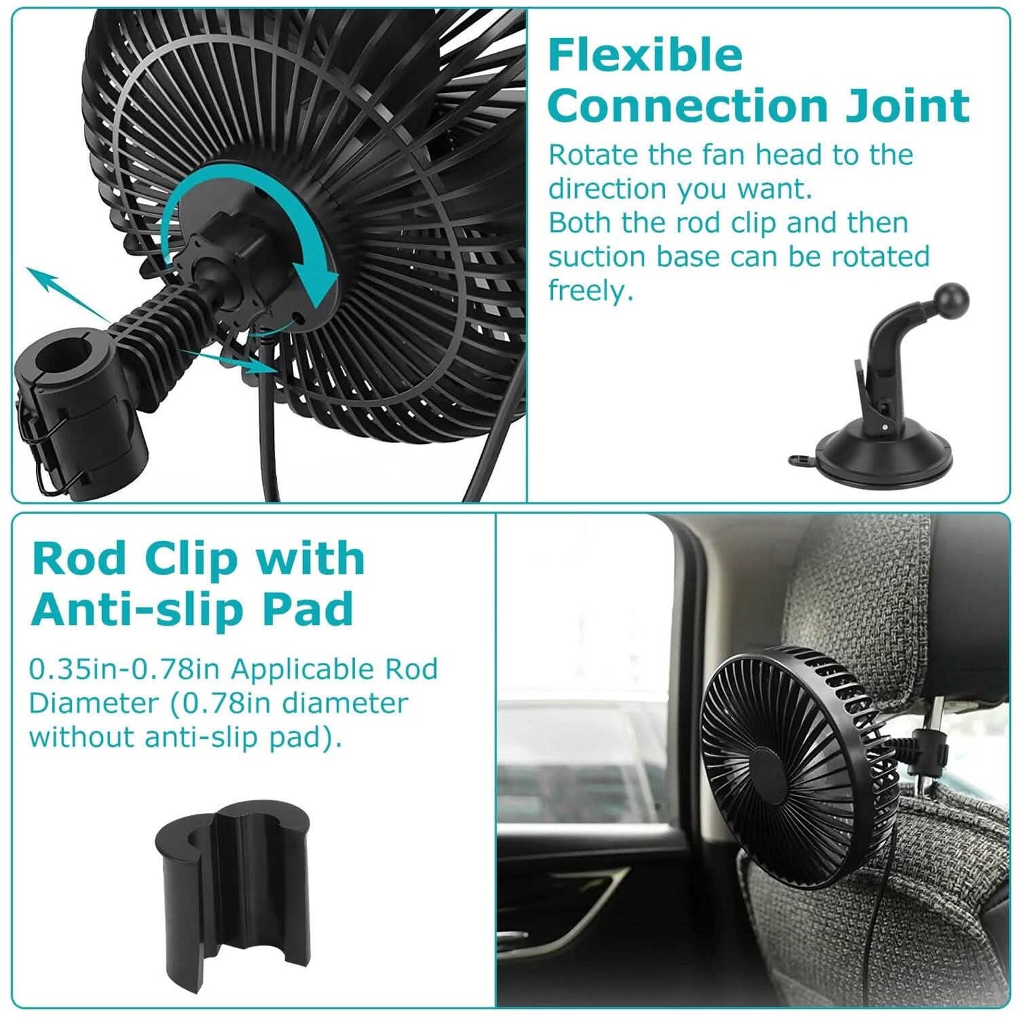 Portable Rotatable Car Cooling Fan