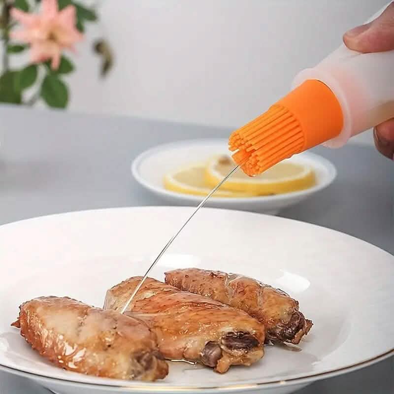 Portable Silicone Oil Bottle with Brush