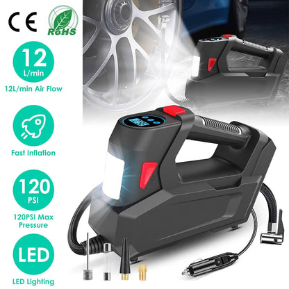 Portable Tire Inflator 120 PSI Maximum 90W Powered Tire Pump with Digital Display LED