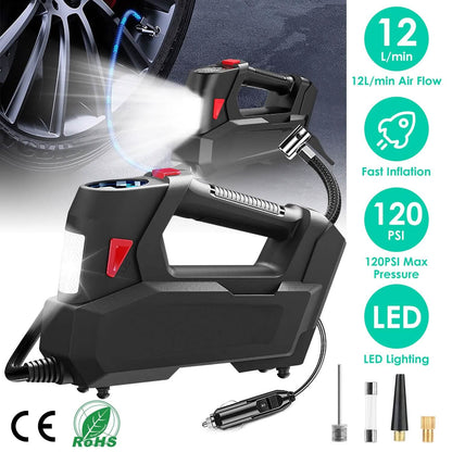 Portable Tire Inflator 120 PSI Maximum 90W Powered Tire Pump with Digital Display LED