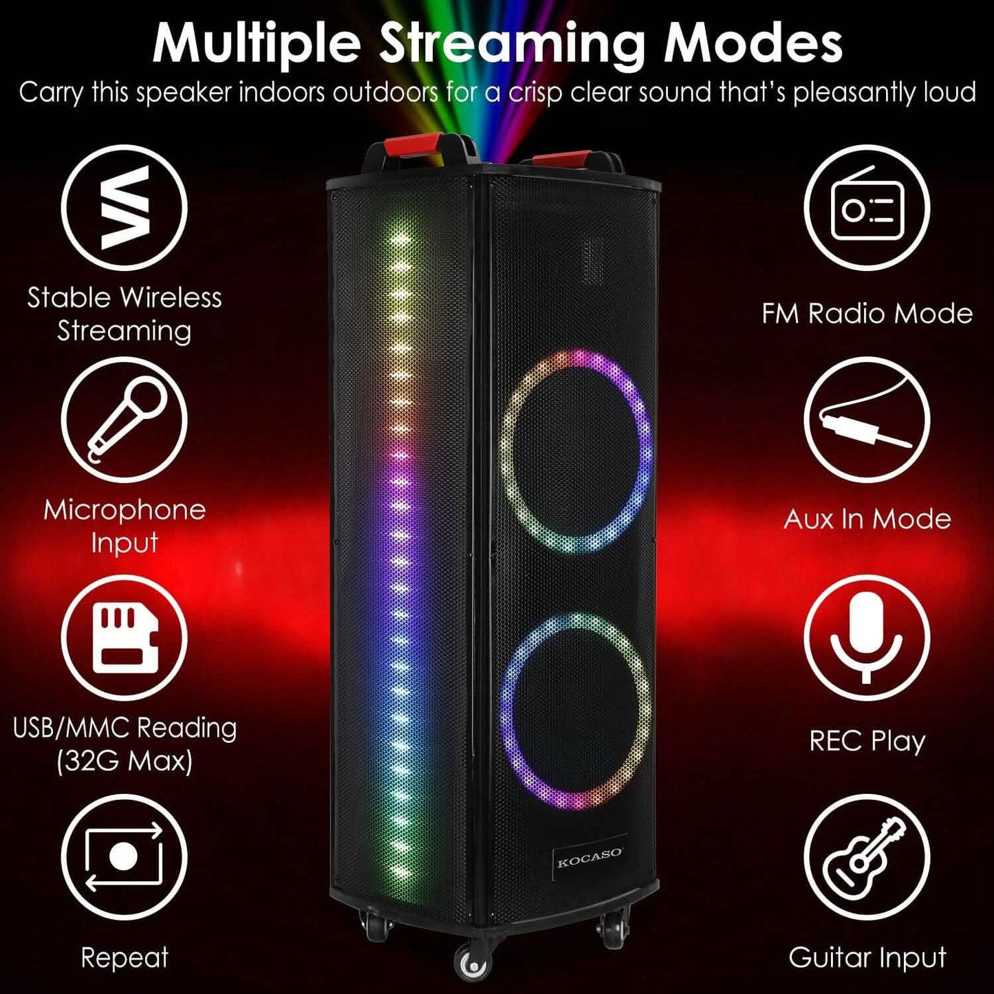 Portable Wireless Party Speaker Colorful Lights DJ PA System