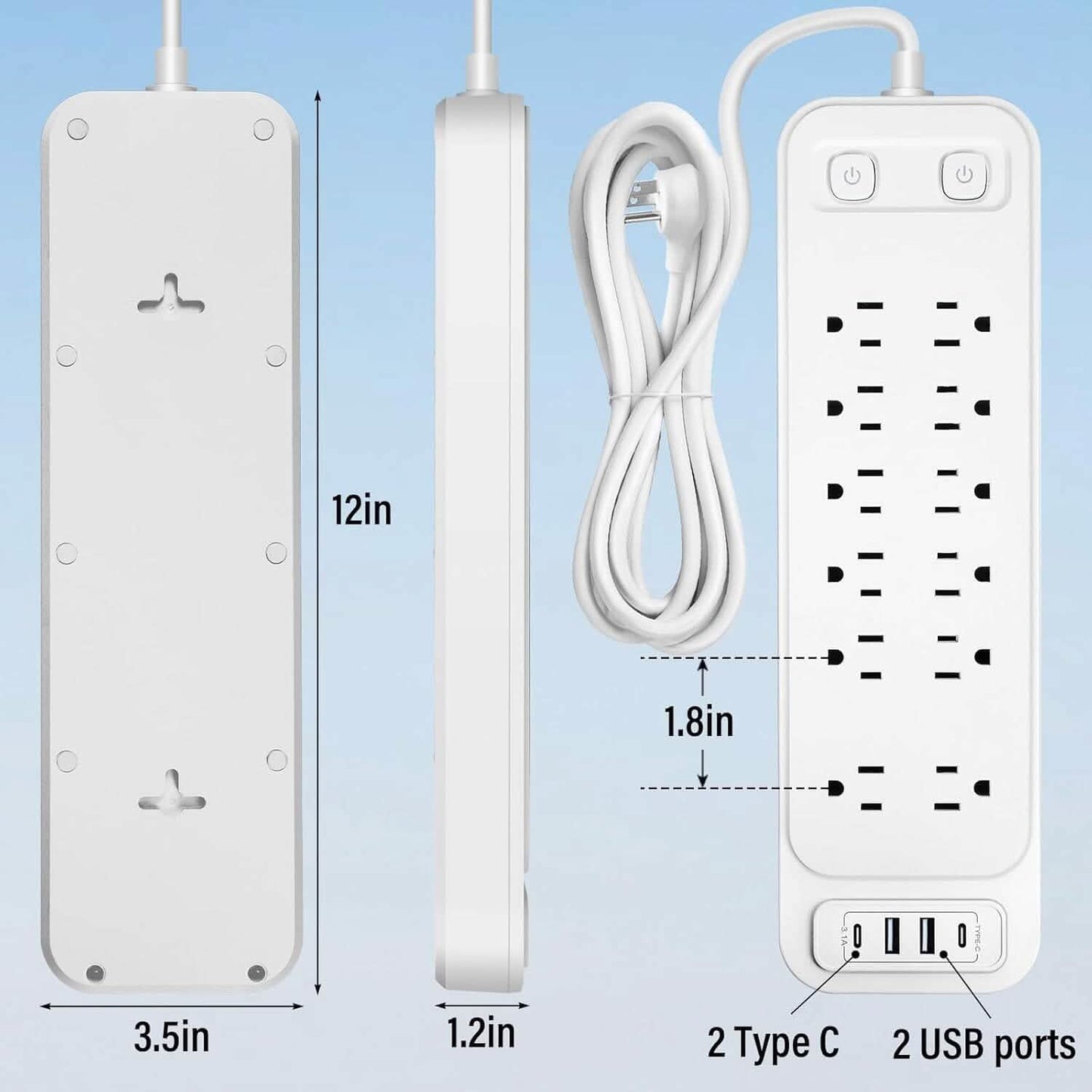 Power Strip with Surge Protector Extension Cord
