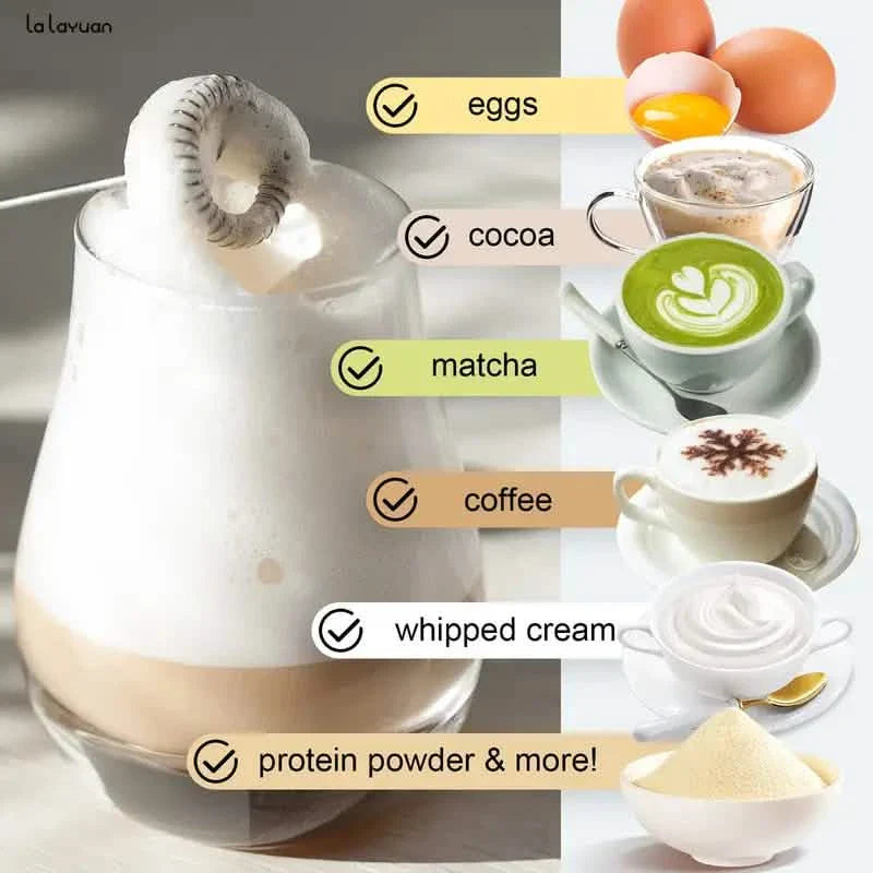 Powerful Electric Milk Frother Stainless Steel Drink Mixer