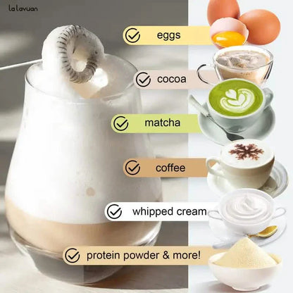 Powerful Electric Milk Frother Stainless Steel Drink Mixer