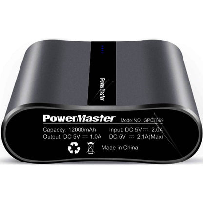 Powermaster 12000mAh Portable Charger with Dual USB Ports 3.1A Output