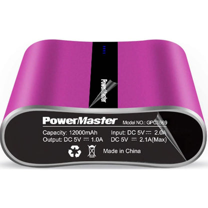 Powermaster 12000mAh Portable Charger with Dual USB Ports 3.1A Output