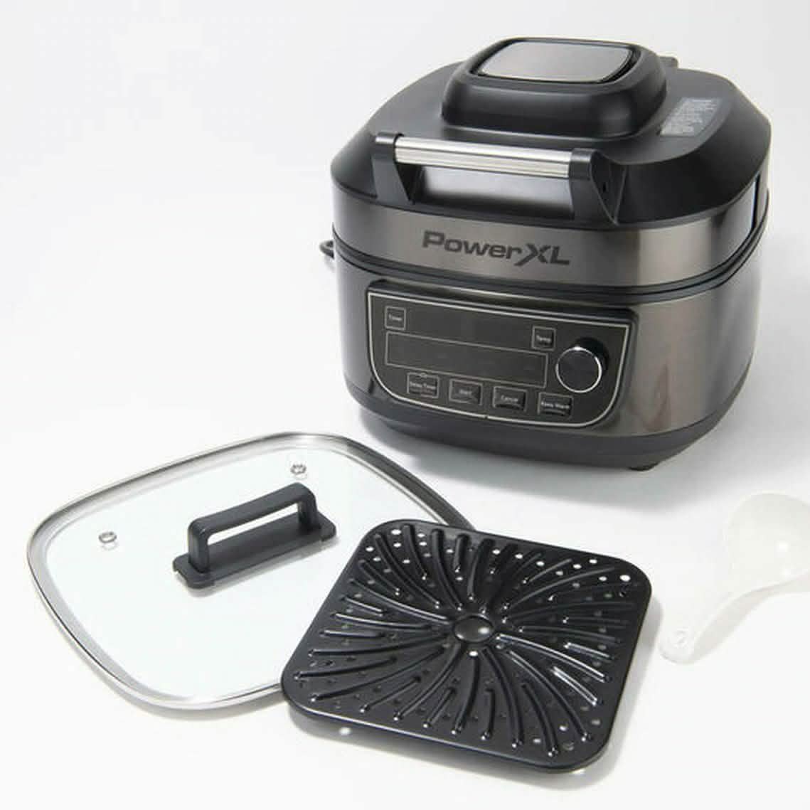 PowerXL 1550W 6-qt 12-in-1 Grill Air Fryer Combo with Glass Lid (Refurbished)