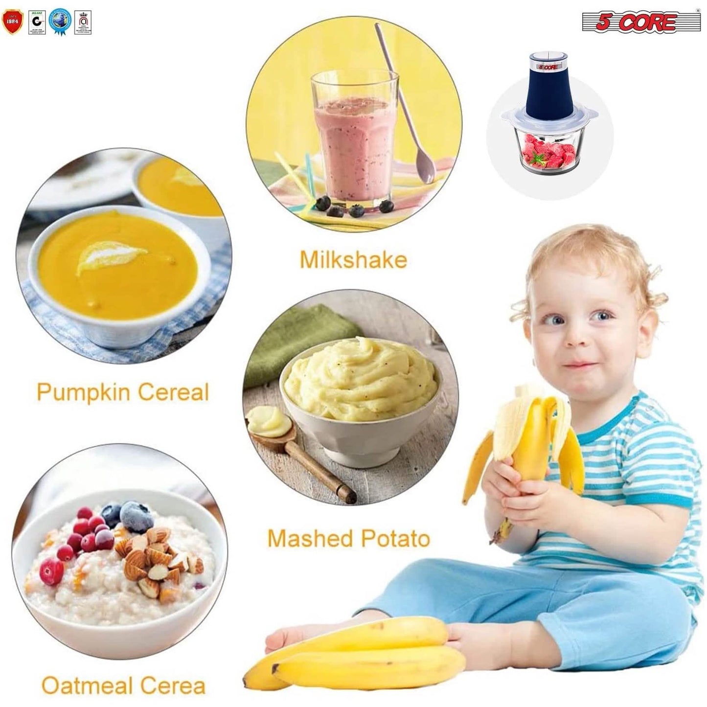 Premium Electric Meat Grinder Food Processor and 4 Titanium Blades