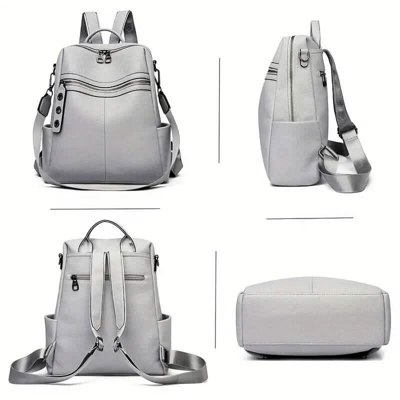 Premium Genuine Leather Womens Backpack - Brown