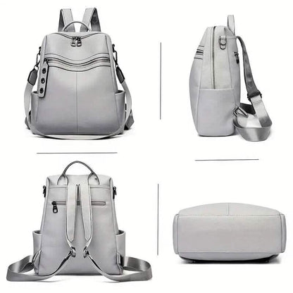 Premium Genuine Leather Womens Backpack - Brown