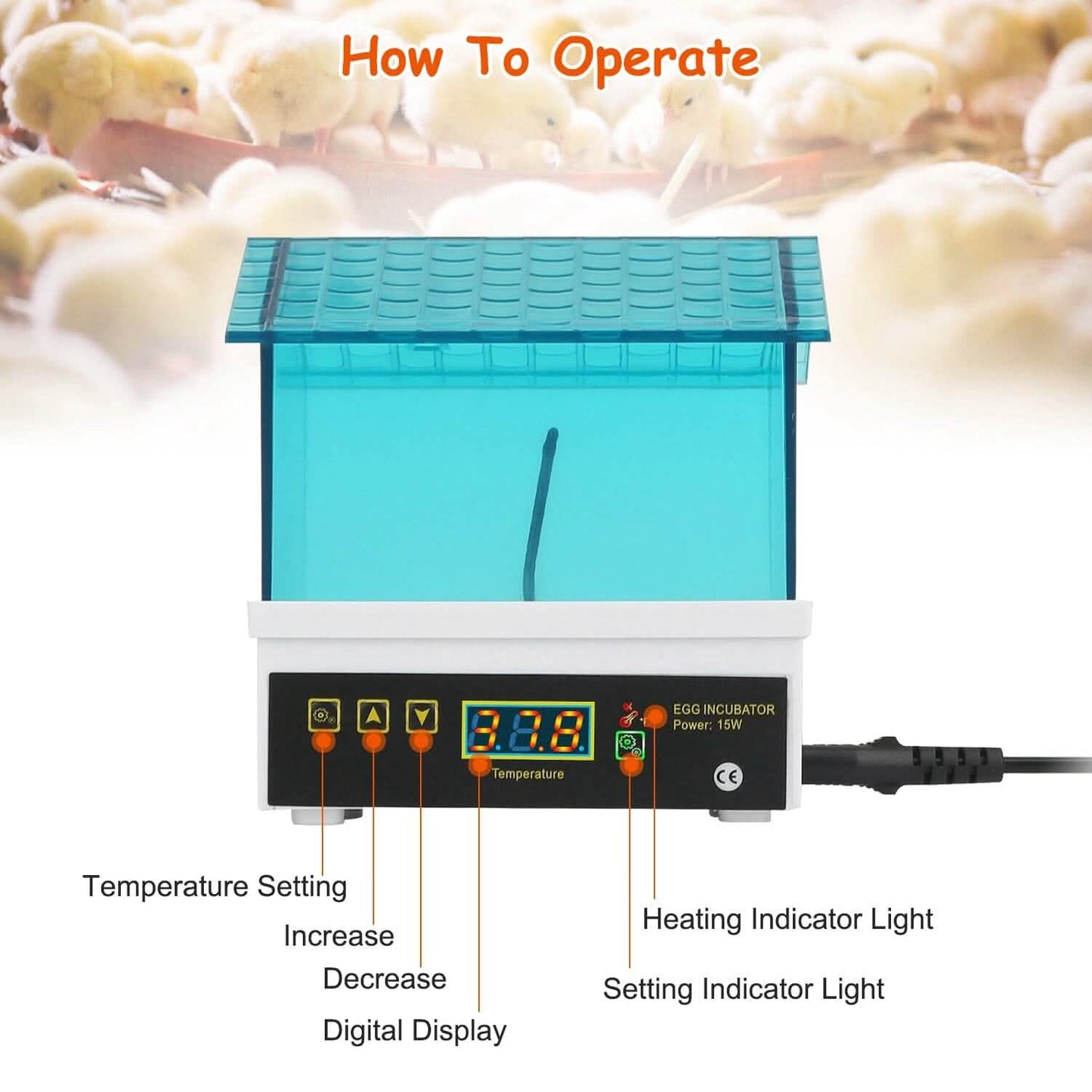 Professional Poultry Hatcher with Digital Display Automatic Temperature Humidity