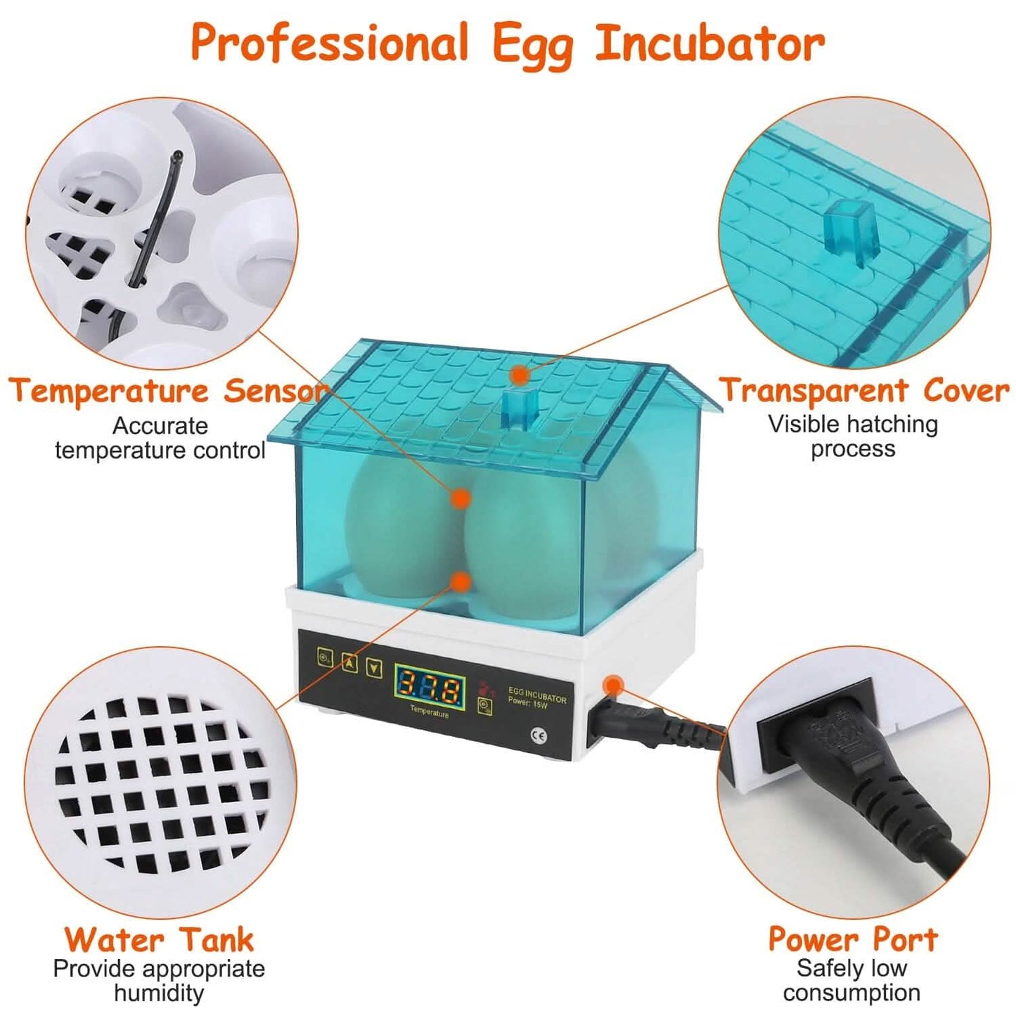 Professional Poultry Hatcher with Digital Display Automatic Temperature Humidity