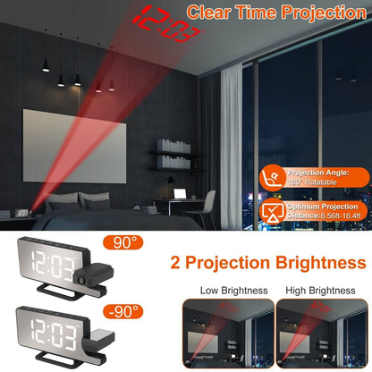 Projection Alarm Clock LED Digital Alarm Clock with Dual Alarms Snooze