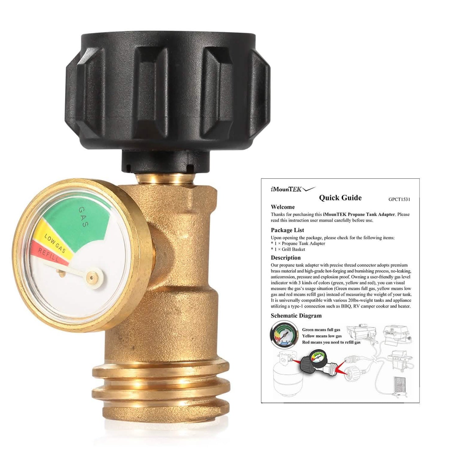 Propane Tank Refill Adapter Gas Level Indicator Meter
