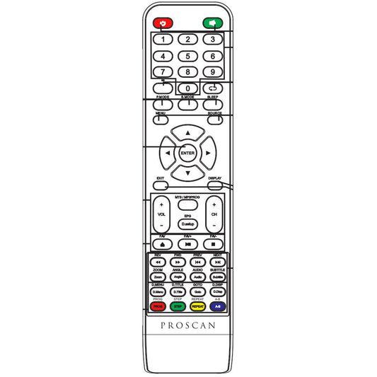 Proscan PLEDV2491AB TV/DVD Remote Control