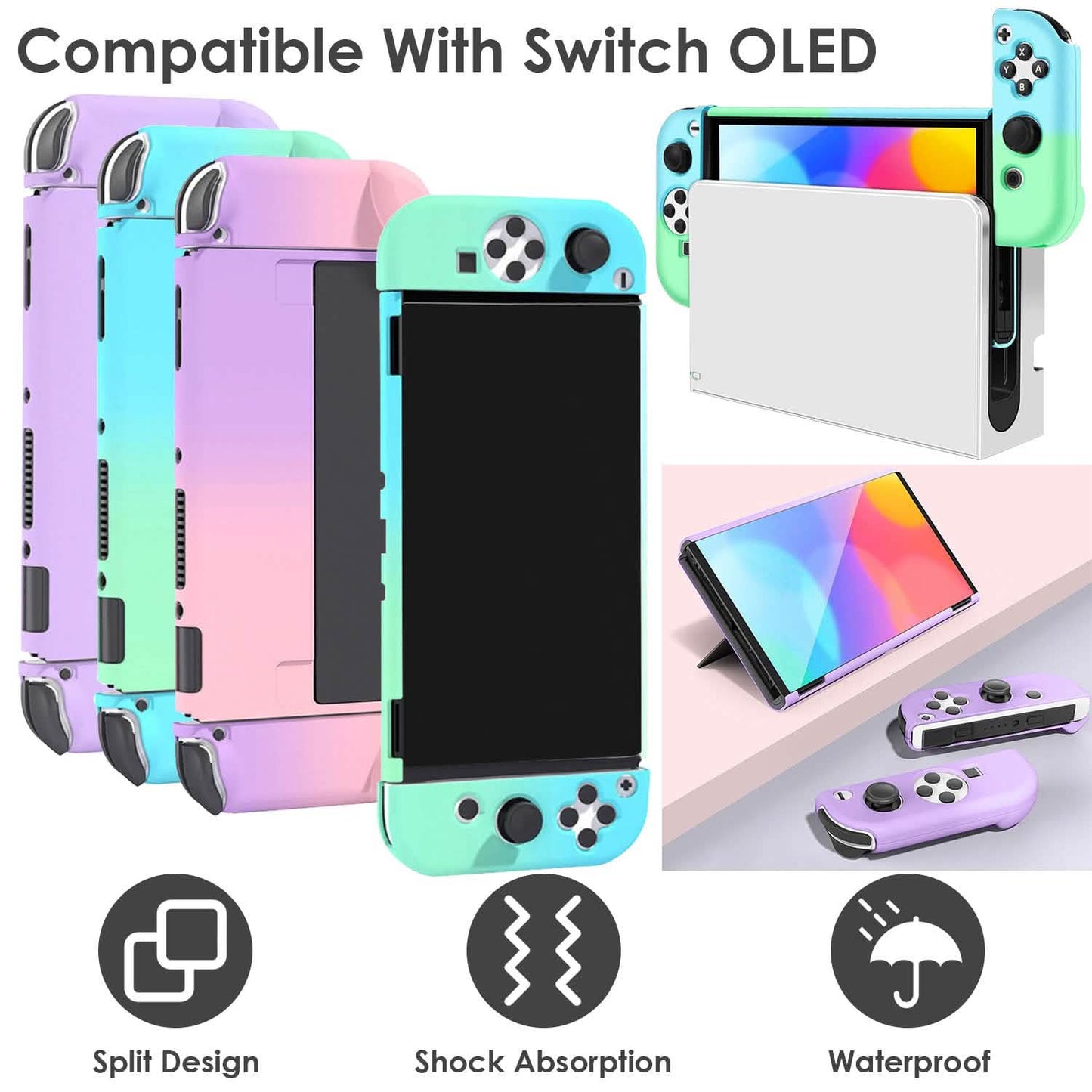 Protective Shell Cover Hard Dockable Case Fit for Nintendo Switch OLED