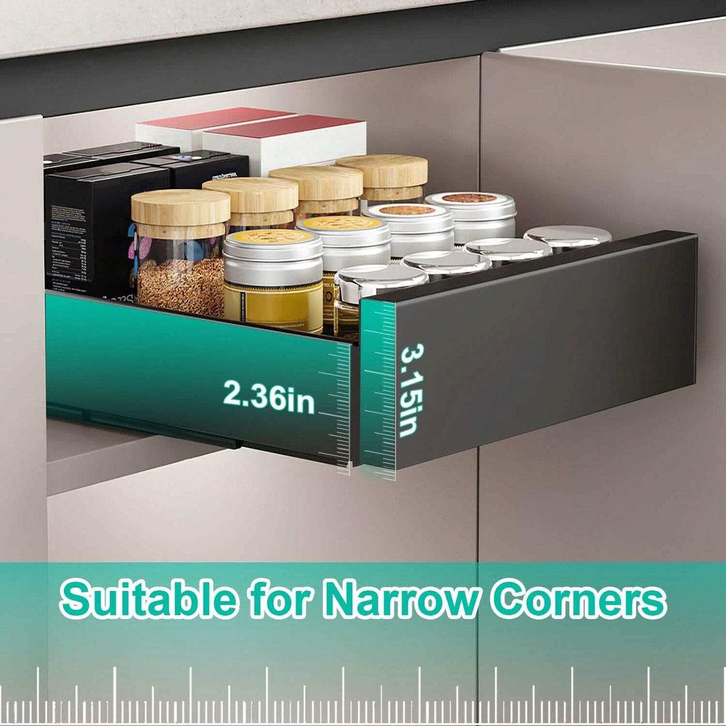 Pull Out Cabinet Organizer Carbon Steel Quiet Slide Rails