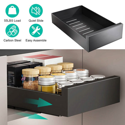 Pull Out Cabinet Organizer Carbon Steel Quiet Slide Rails