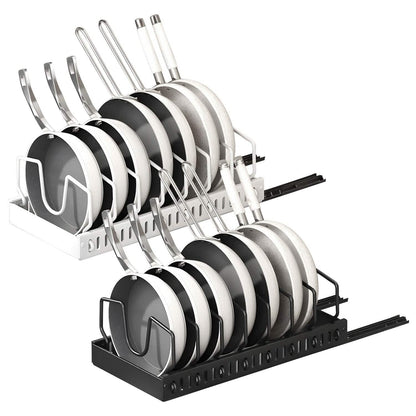 Pull Out Pots and Pans Organizer with 8 Adjustable Dividers