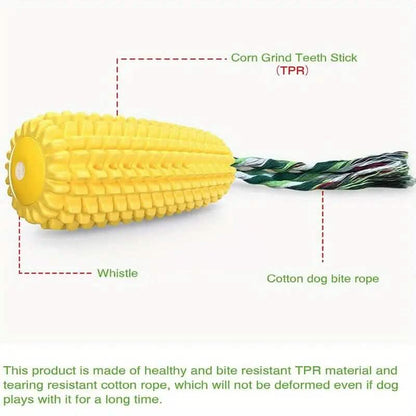 Puppy Dog Teeth Chew Squeaky Interactive Corn Toy