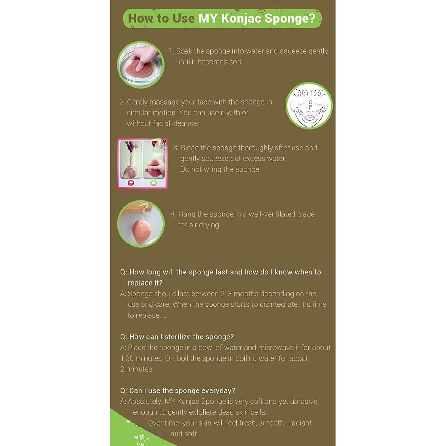 Pursonic Natural Facial Konjac Sponge