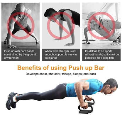 Push Up Bars Stand S Shape Fitness Workout Gym Exercise with Push-Up Training Mat