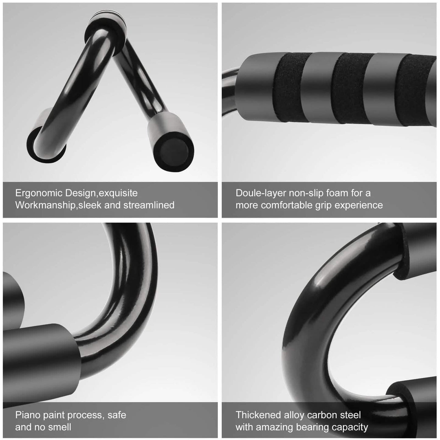 Push Up Bars Stand S Shape Fitness Workout Gym Exercise with Push-Up Training Mat
