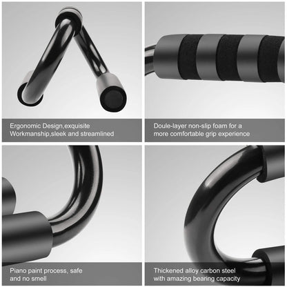 Push Up Bars Stand S Shape Fitness Workout Gym Exercise with Push-Up Training Mat