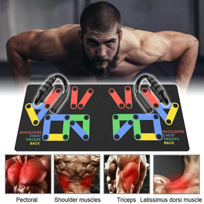 Push Up Bars Stand S Shape Fitness Workout Gym Exercise with Push-Up Training Mat