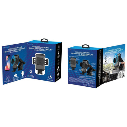 QI Certified Wireless Charging Windshield Dash Cradle Mount 10W with Auto Sensor Grips